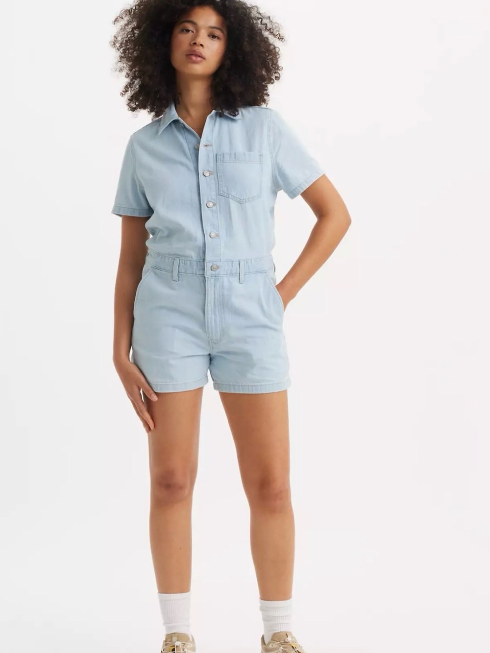 Levi's Heritage Short Sleeve Light Blue Denim Romper